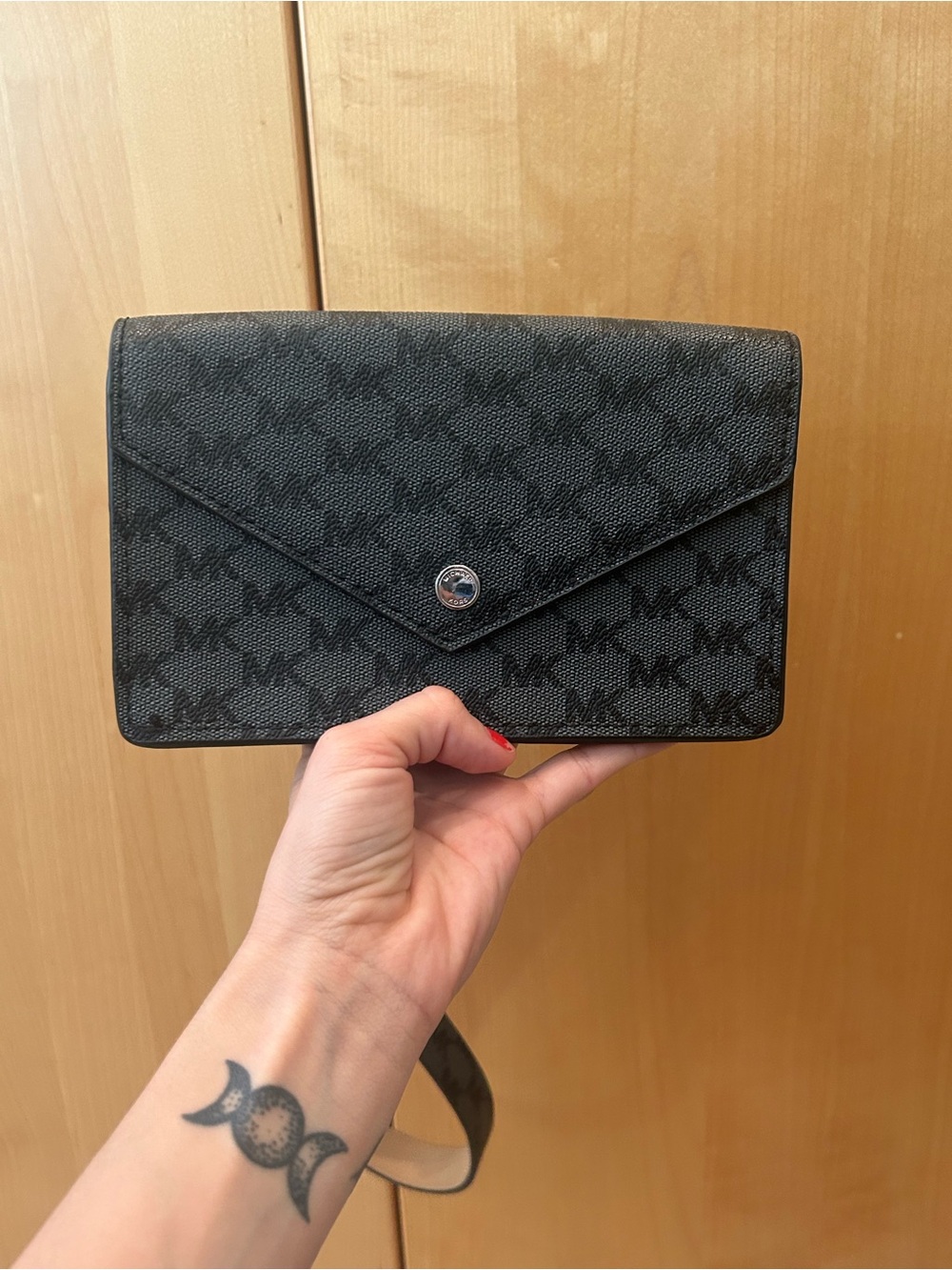 Michael Kors Black MK Monogram Envelope Wristlet